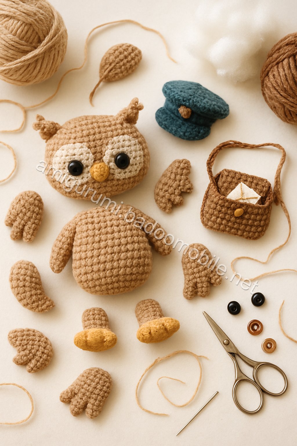 Free Crochet Pattern: Amigurumi Wise Owl Postmaster crochet parts