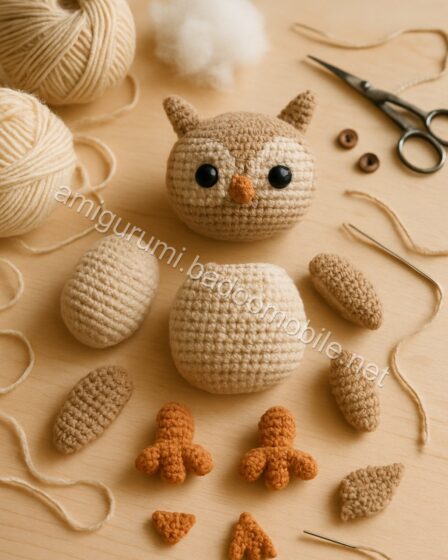 Free Crochet Pattern for Adorable Amigurumi Owl with Open Wings - owl-parts.jpg