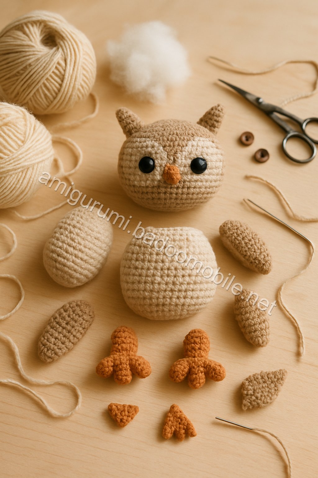 Free Crochet Pattern for Adorable Amigurumi Owl with Open Wings