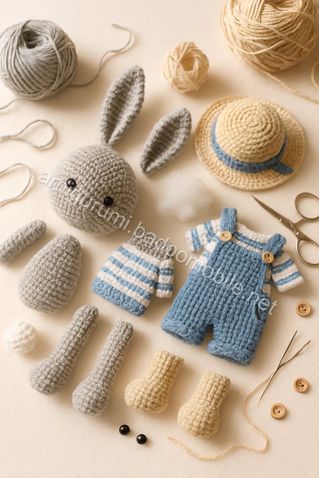 Free Crochet Pattern: Adorable Bugs Bunny Amigurumi crochet parts