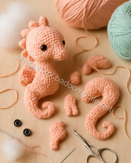 Free Crochet Pattern for Sandy the Seahorse Amigurumi - seahorse-parts-1.jpg