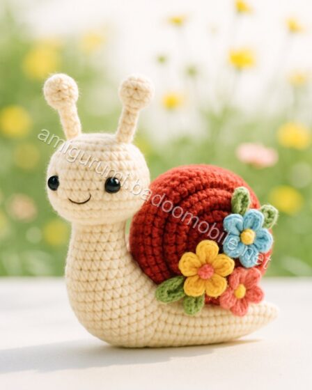 Free Crochet Pattern: Adorable Amigurumi Snail with Flowers - snail-tekil-1.jpg