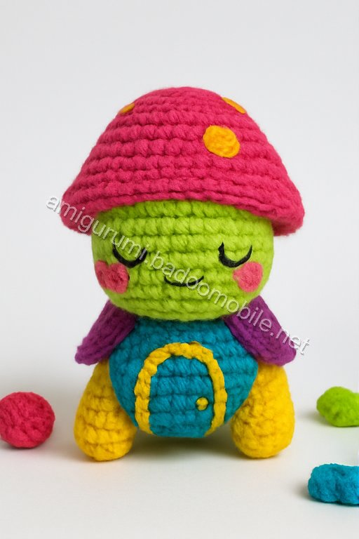 Charming Mushroom Cottage Turtle - Free Crochet Pattern