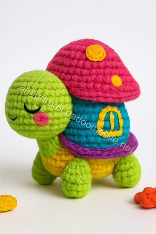 Charming Mushroom Cottage Turtle - Free Crochet Pattern