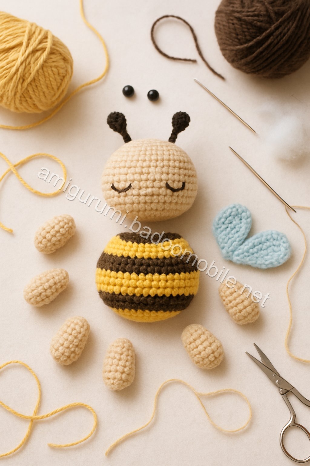 Amigurumi Sleeping Bee Free Pattern crochet parts