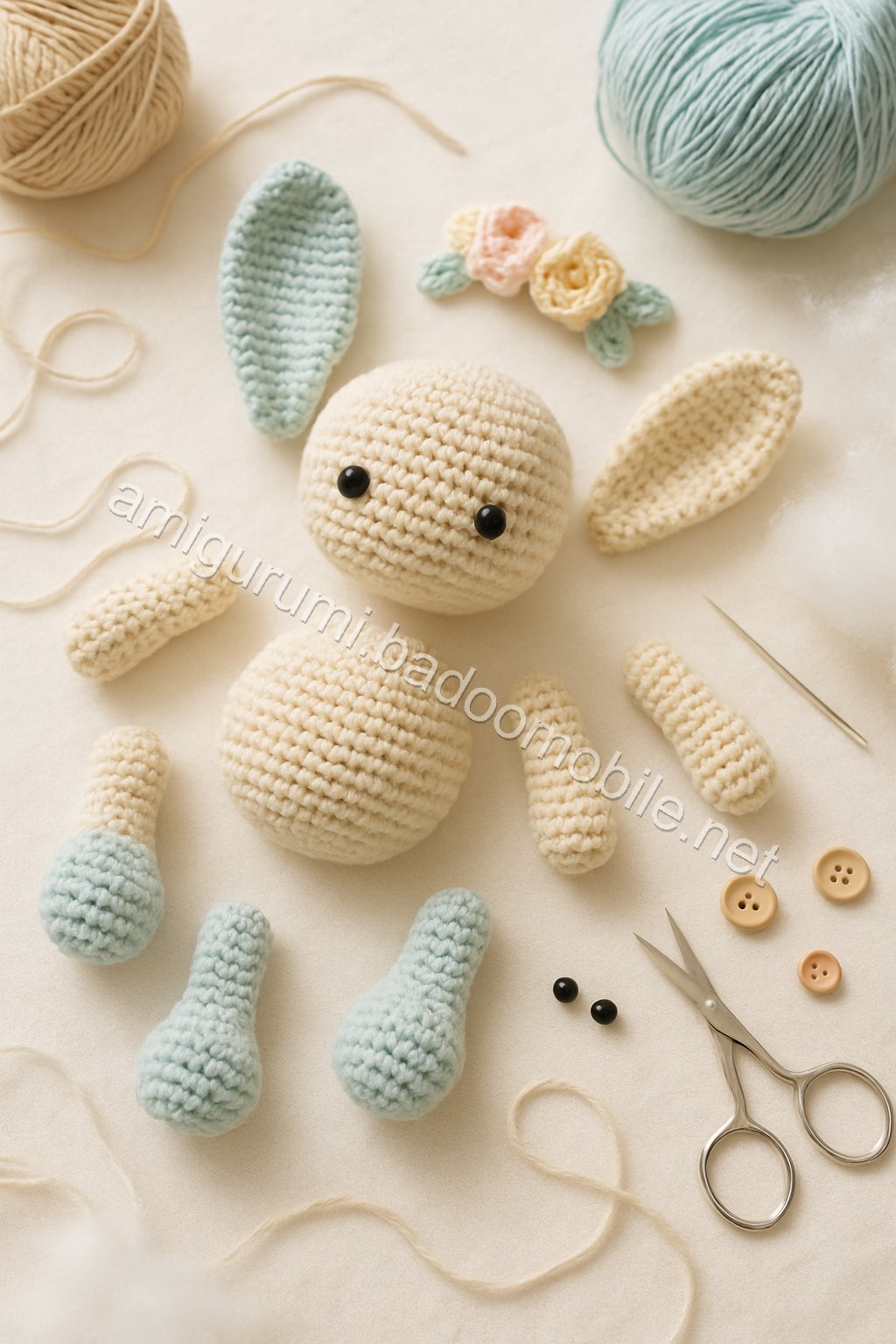 Amigurumi Spring Bunny Free Pattern crochet parts