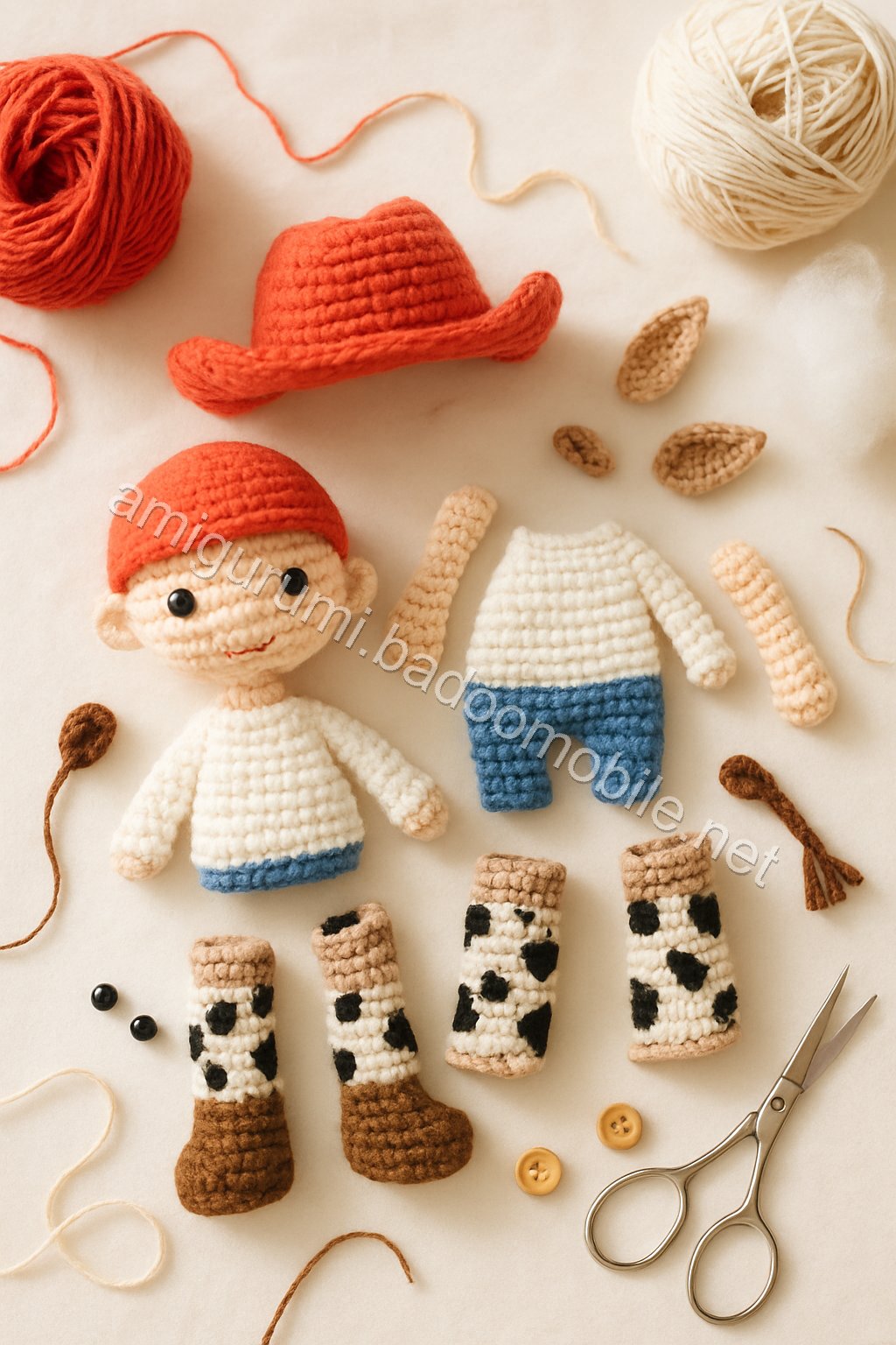 Amigurumi Cowgirl Free Pattern crochet parts