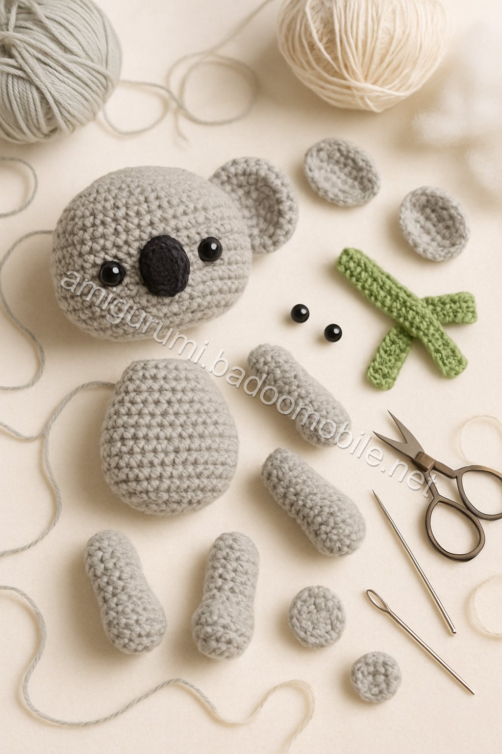 Amigurumi Koala Free Pattern crochet parts
