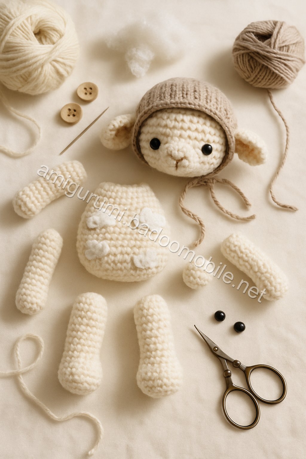 Amigurumi Lamb Free Pattern crochet parts