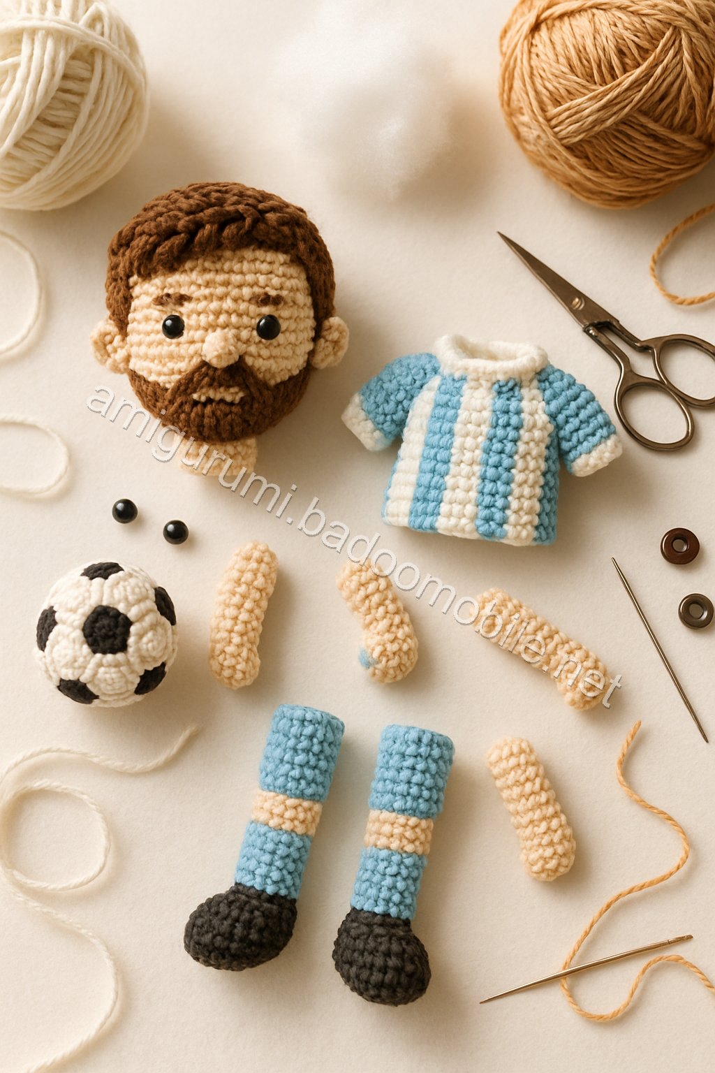 Amigurumi Lionel Messi Free Pattern crochet parts