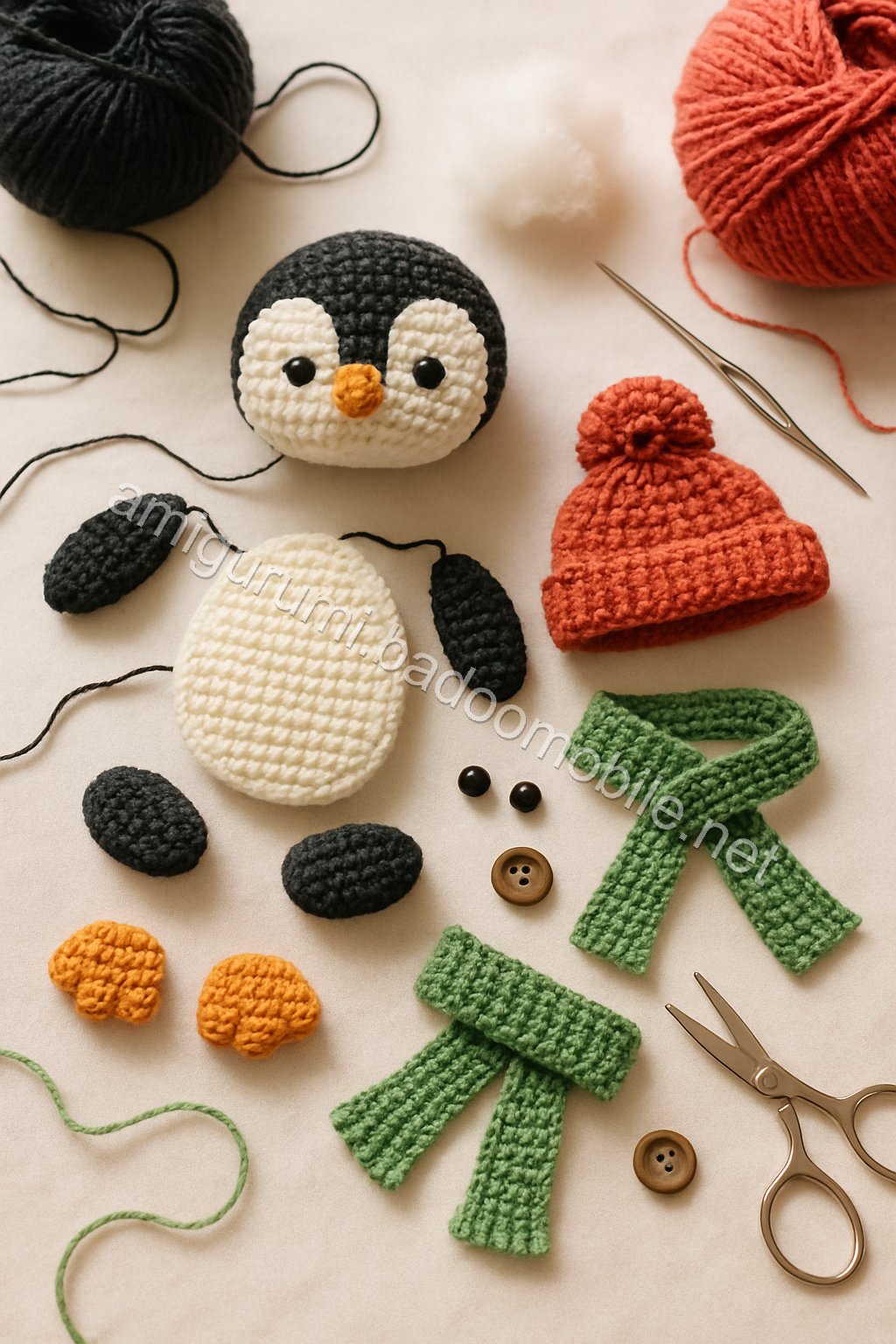 Amigurumi Penguin Free Pattern crochet parts