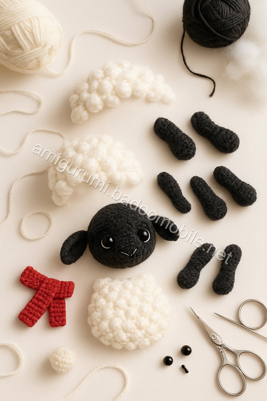 Amigurumi Sheep Free Pattern crochet parts