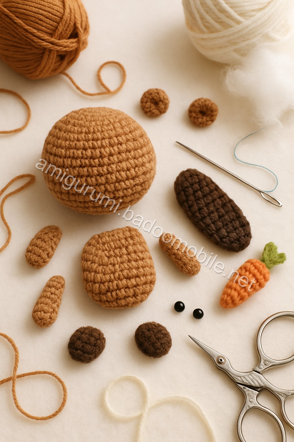 Amigurumi Beaver Free Pattern crochet parts
