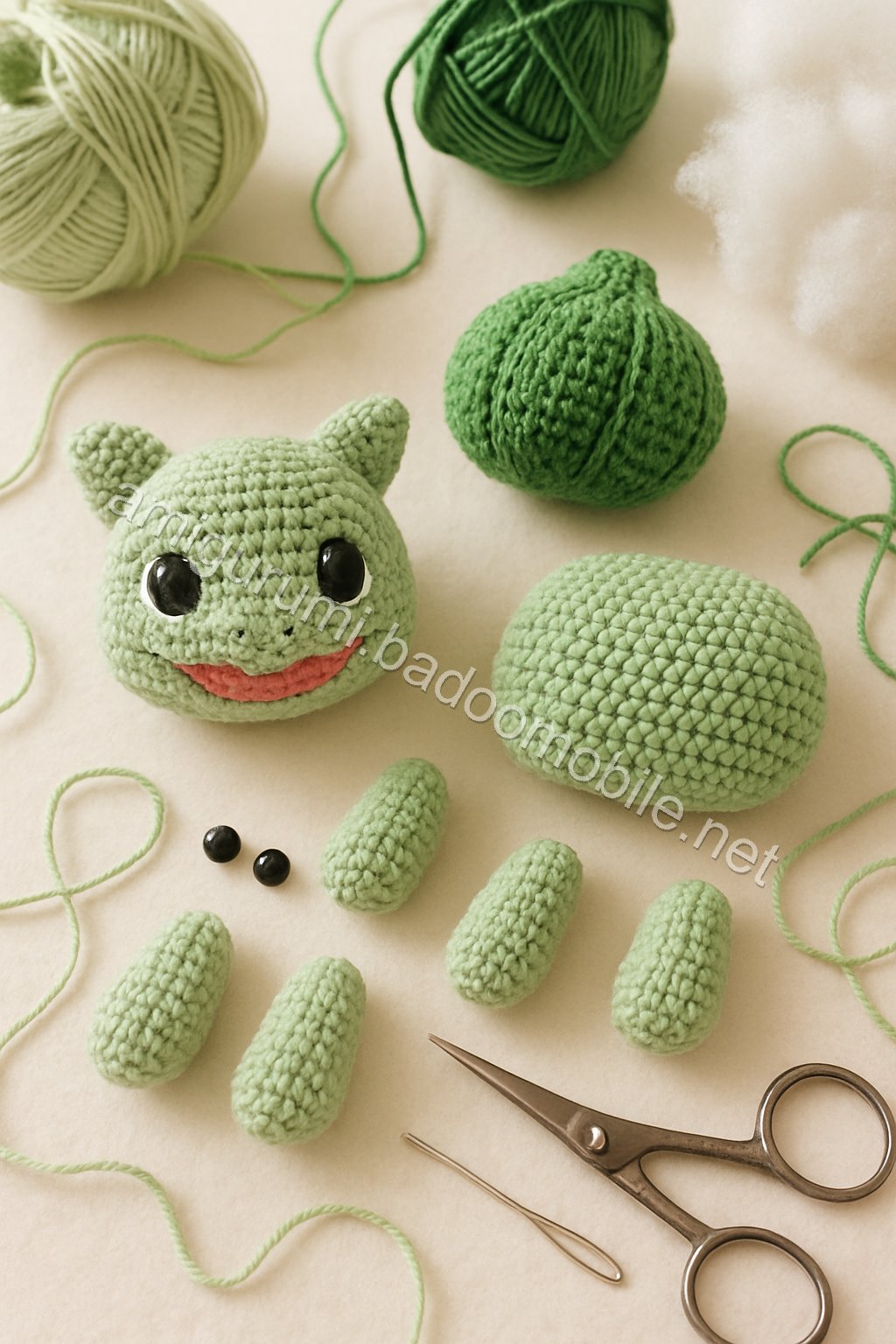 Amigurumi Bulbasaur Free Pattern crochet parts