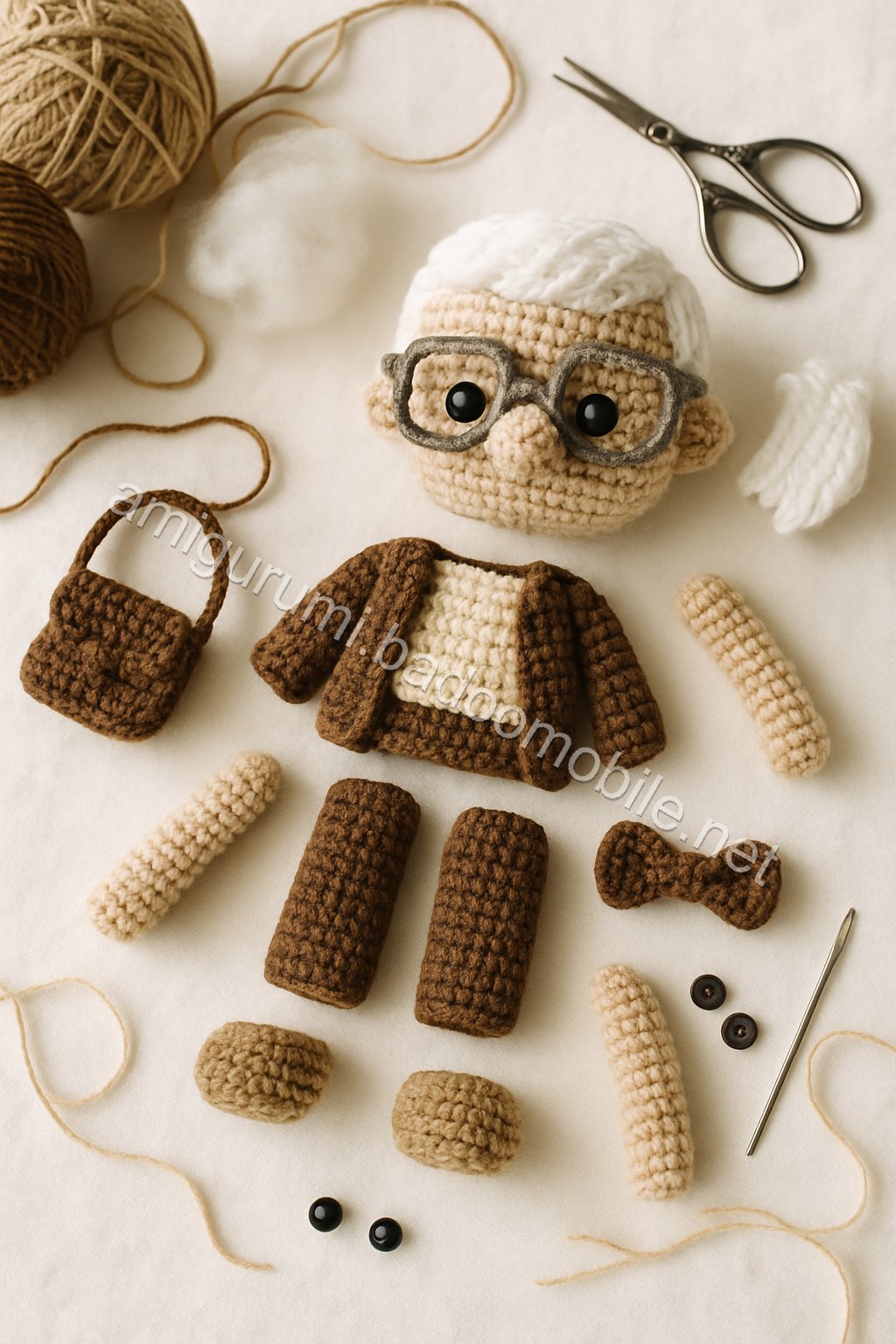 Amigurumi Carl Fredricksen Free Pattern crochet parts