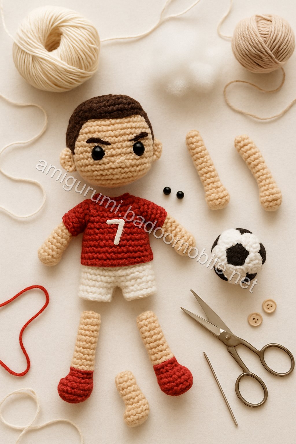 Amigurumi Cristiano Ronaldo Free Pattern crochet parts