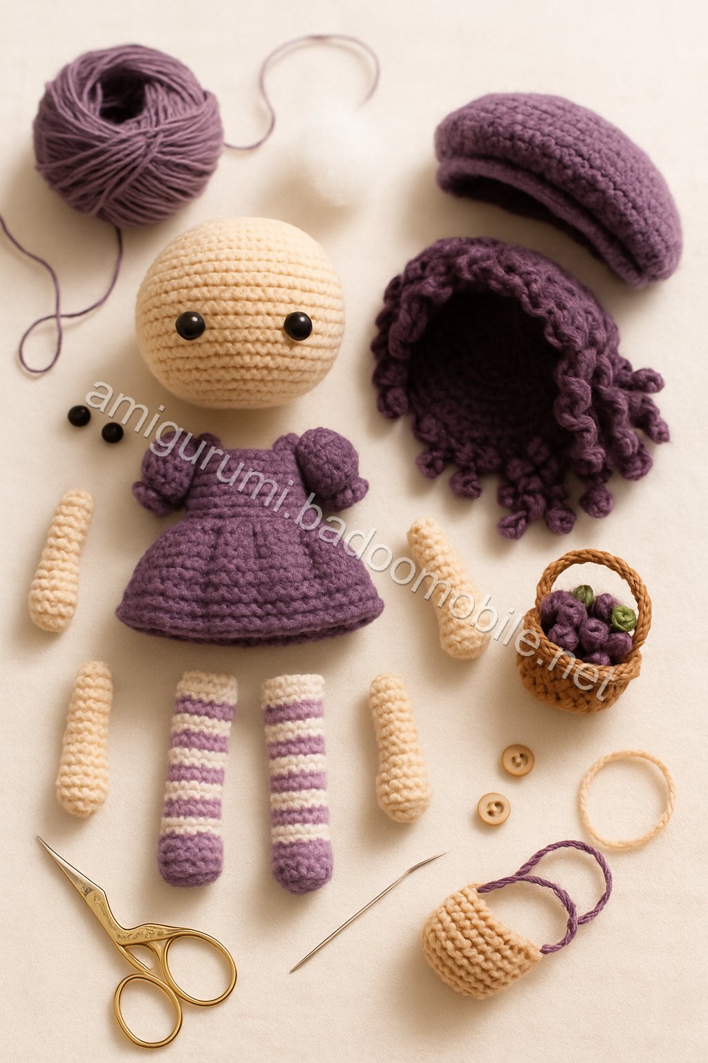 Amigurumi Gigi The Grape Vineyard Doll Free Pattern crochet parts