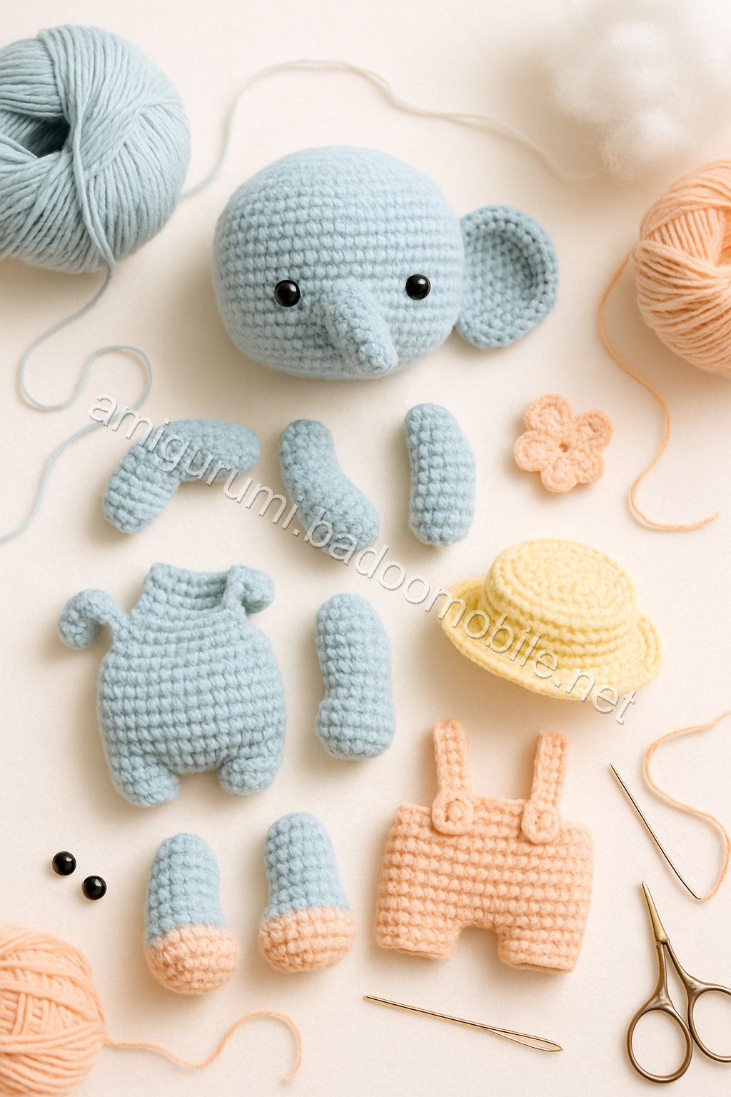 Amigurumi Elephant Free Pattern crochet parts