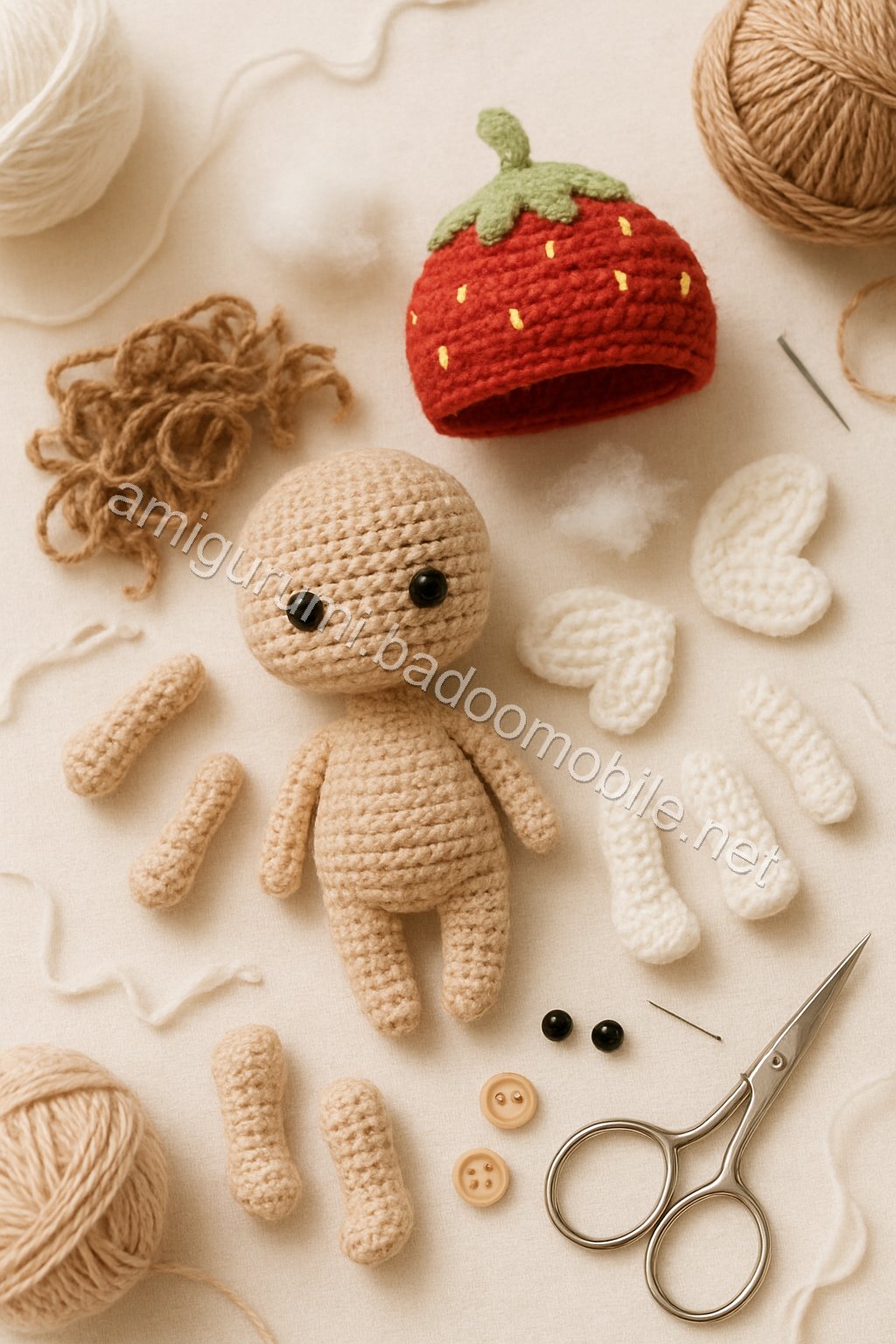 Amigurumi Strawberry Fairy Free Pattern crochet parts