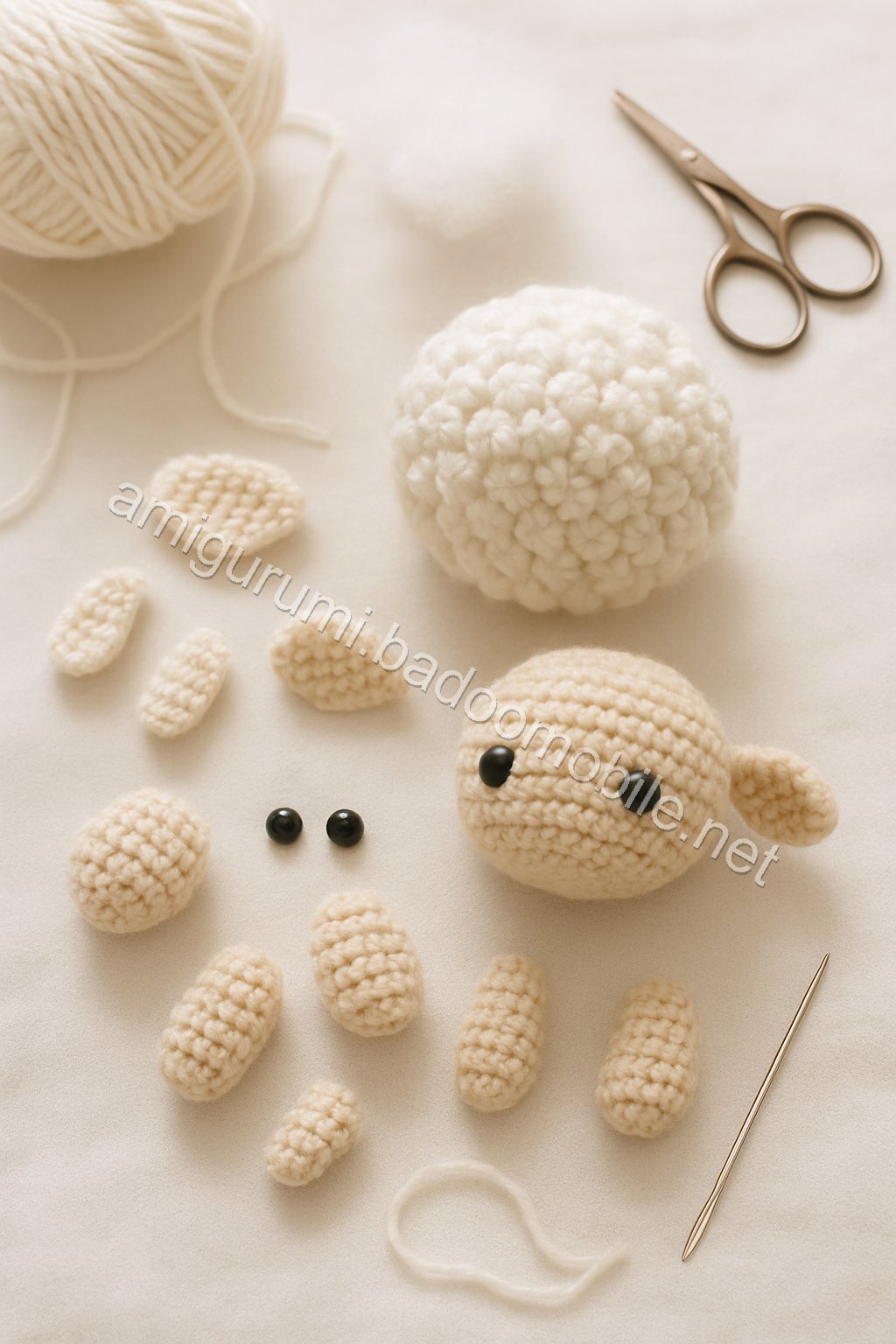 Amigurumi Lamb Free Pattern crochet parts