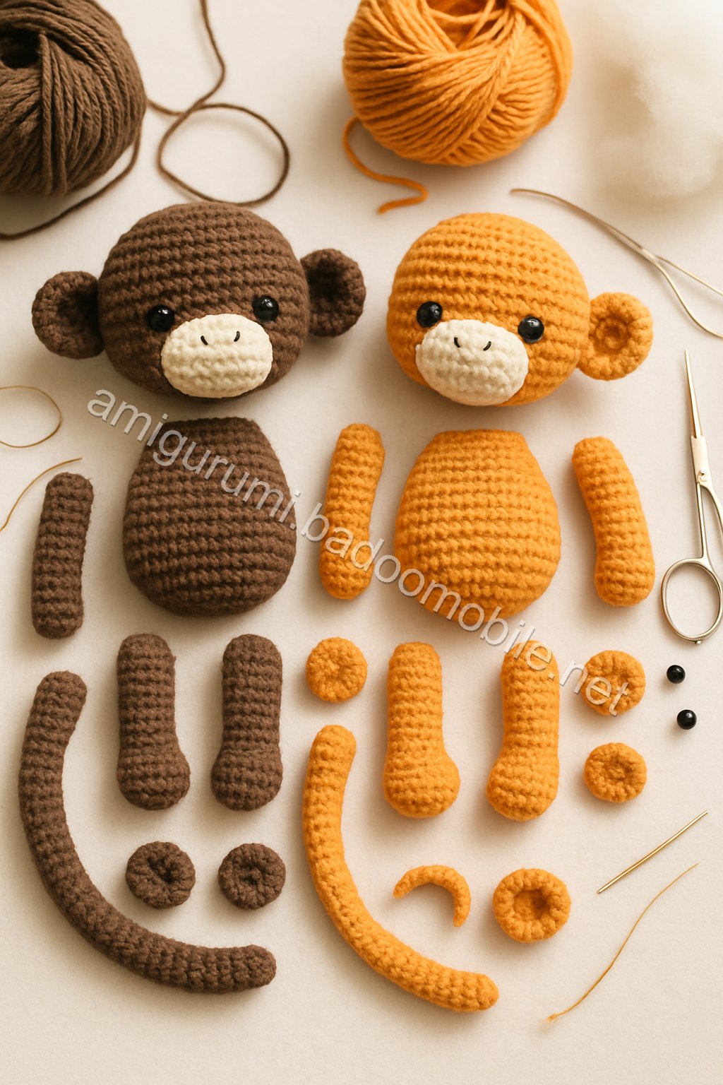 Amigurumi Embracing Monkeys Free Pattern crochet parts