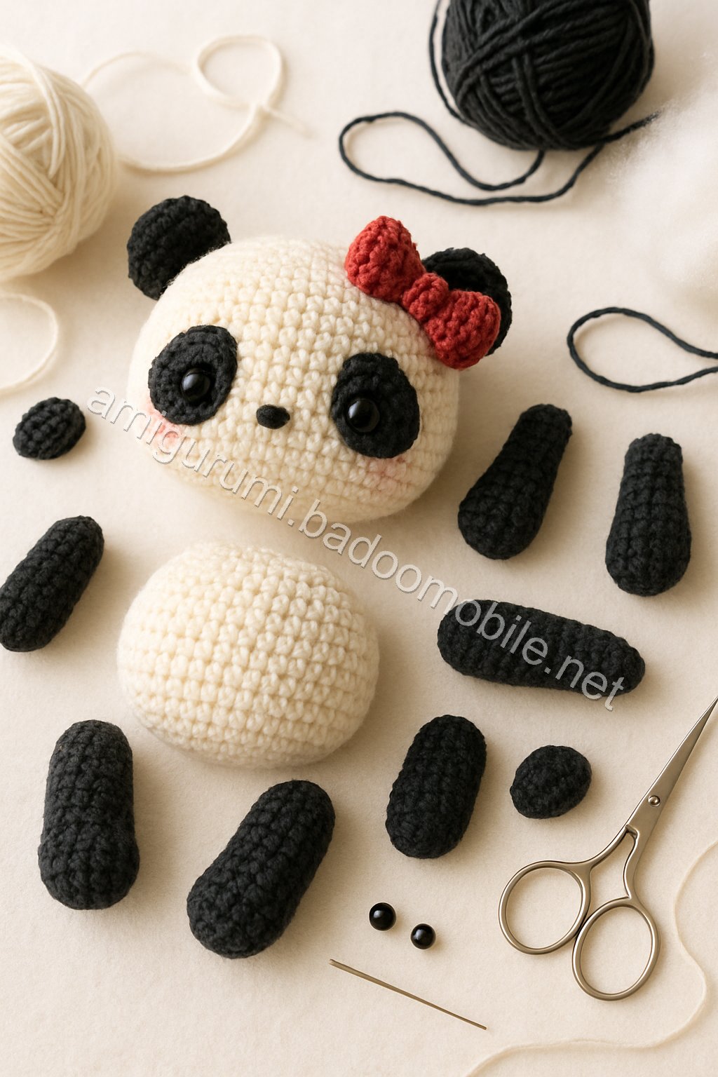 Amigurumi Panda Free Pattern crochet parts