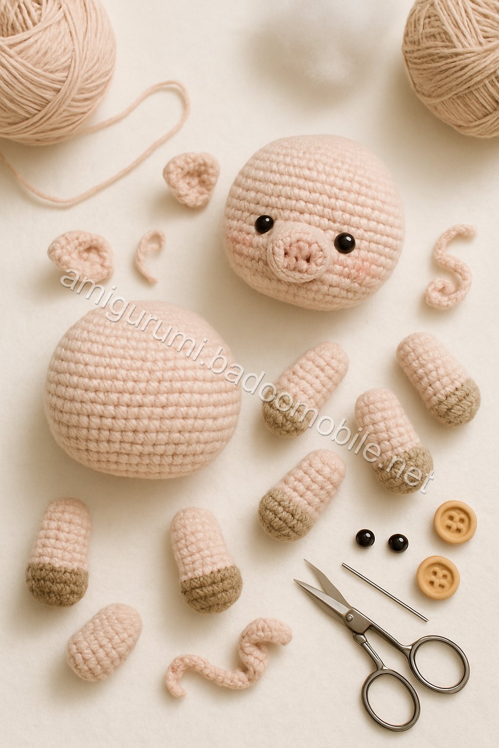 Amigurumi Pig Free Pattern crochet parts