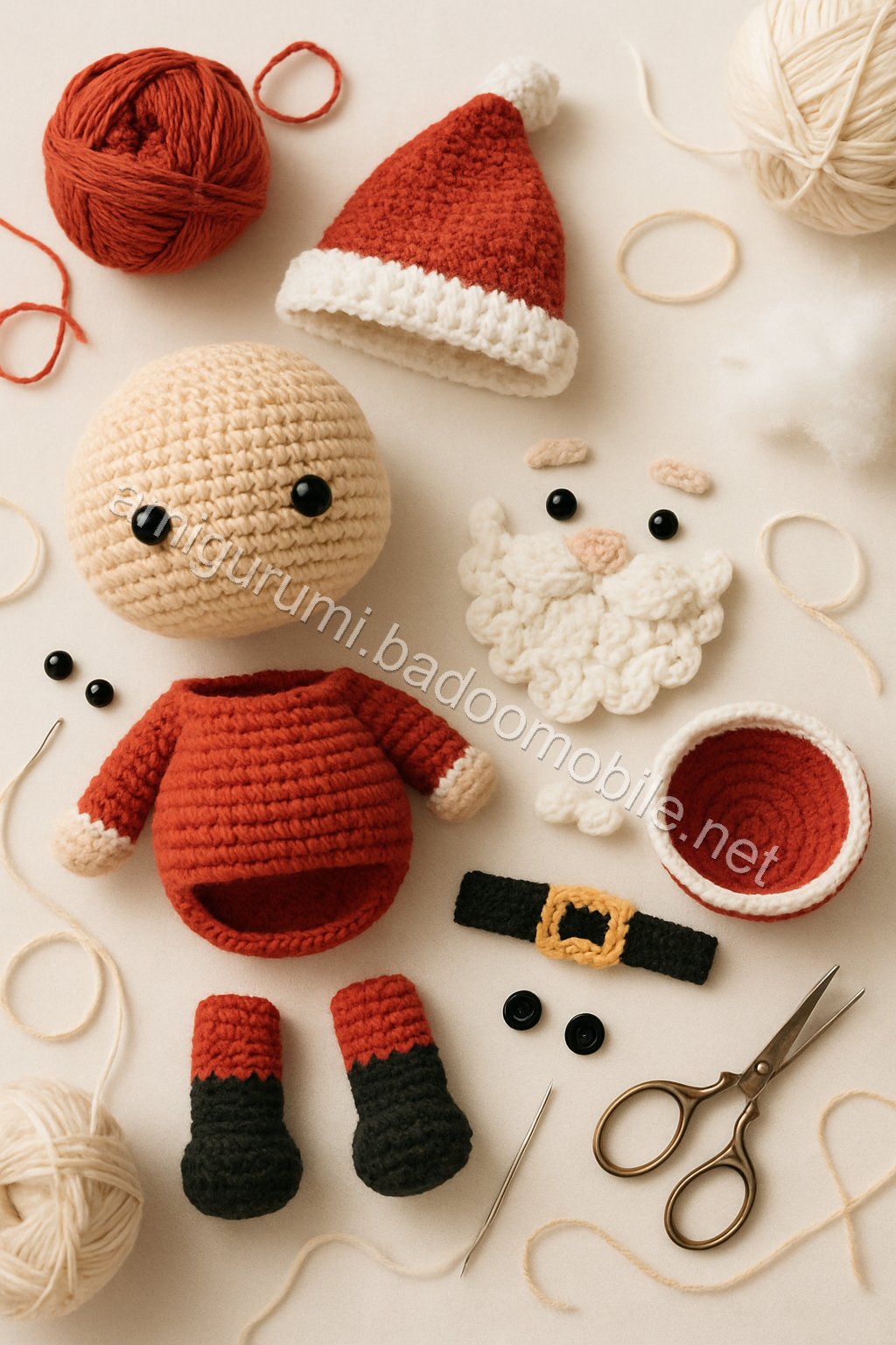 Amigurumi Santa Candy Bowl Free Pattern crochet parts