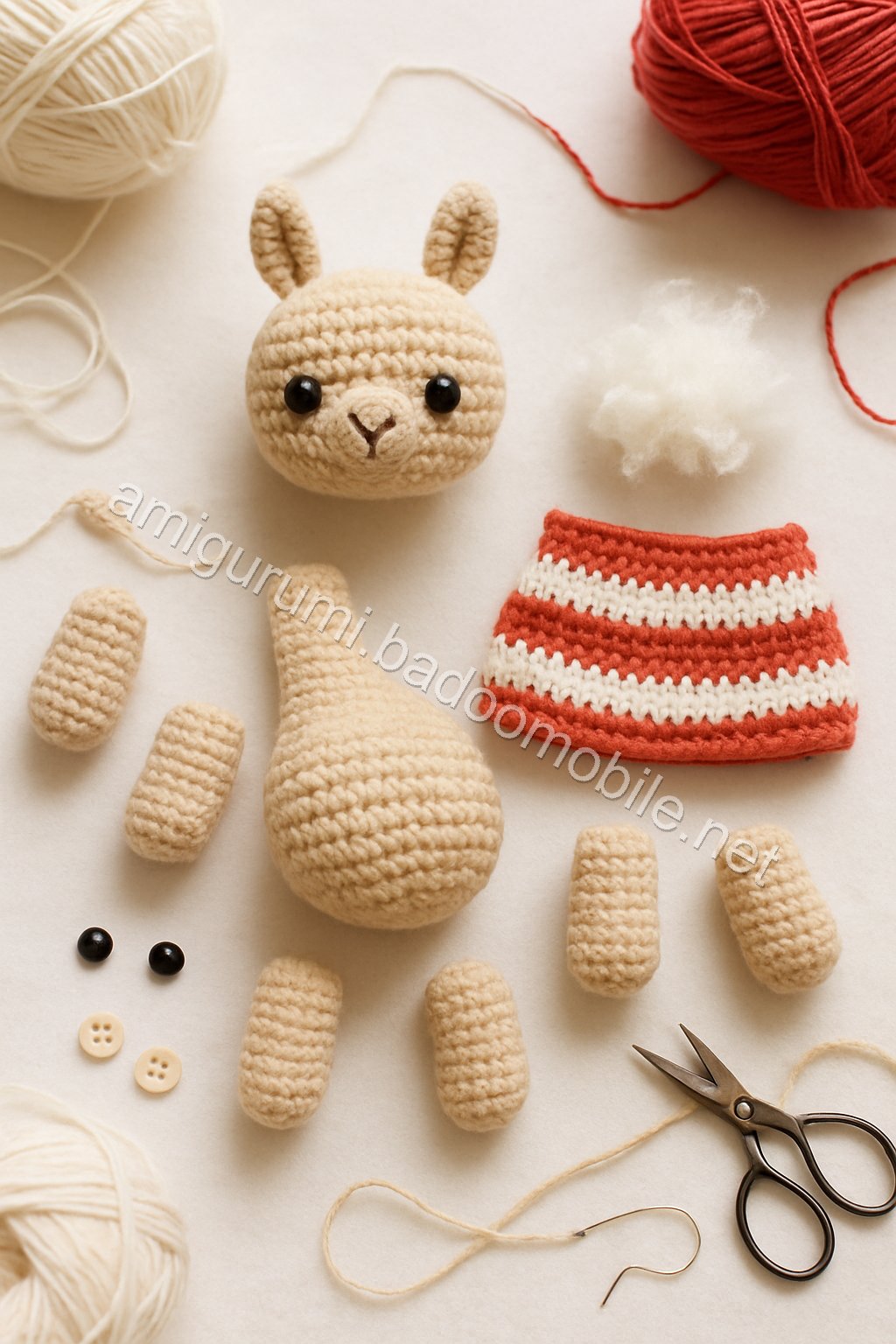 Amigurumi Alpaca Free Pattern crochet parts