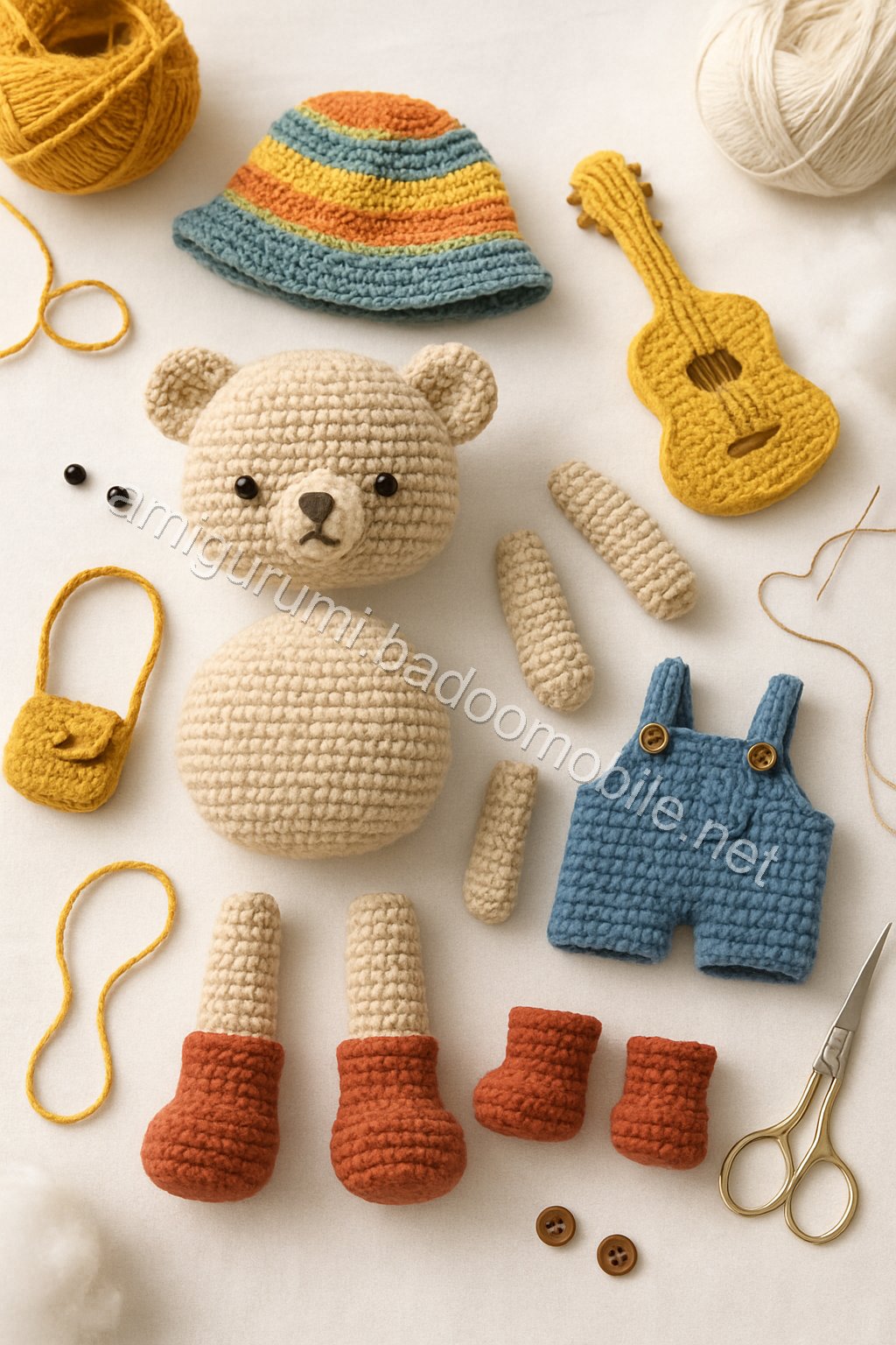 Amigurumi Troubadour Bear Free Pattern crochet parts