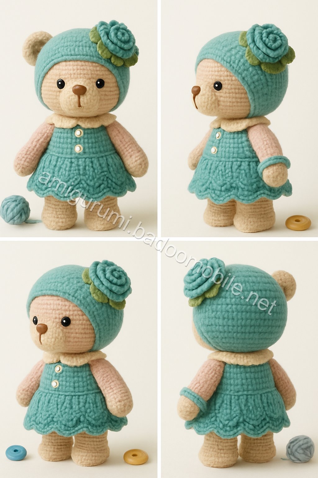 Amigurumi Vintage Rose Bear Free Pattern