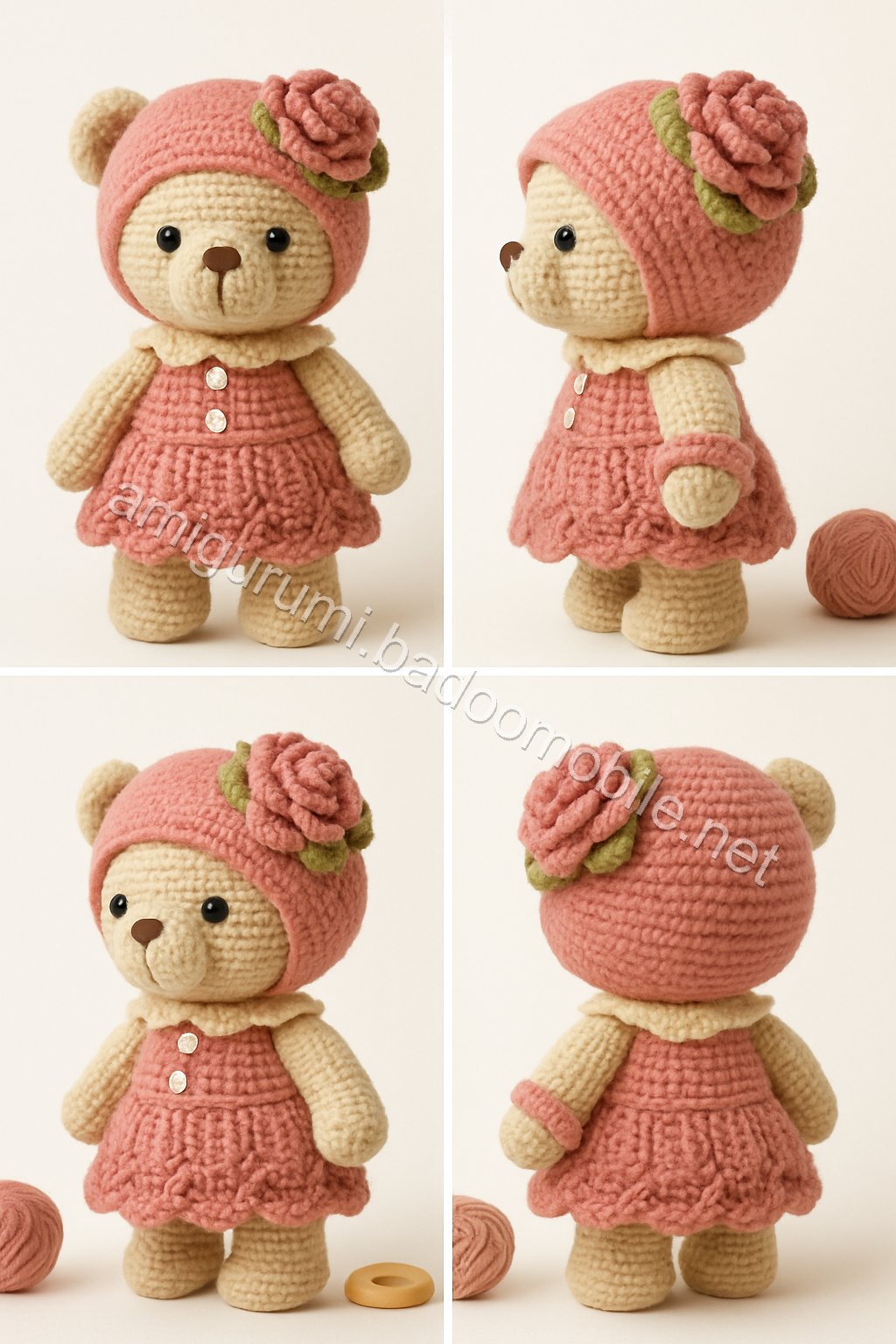Amigurumi Vintage Rose Bear Free Pattern