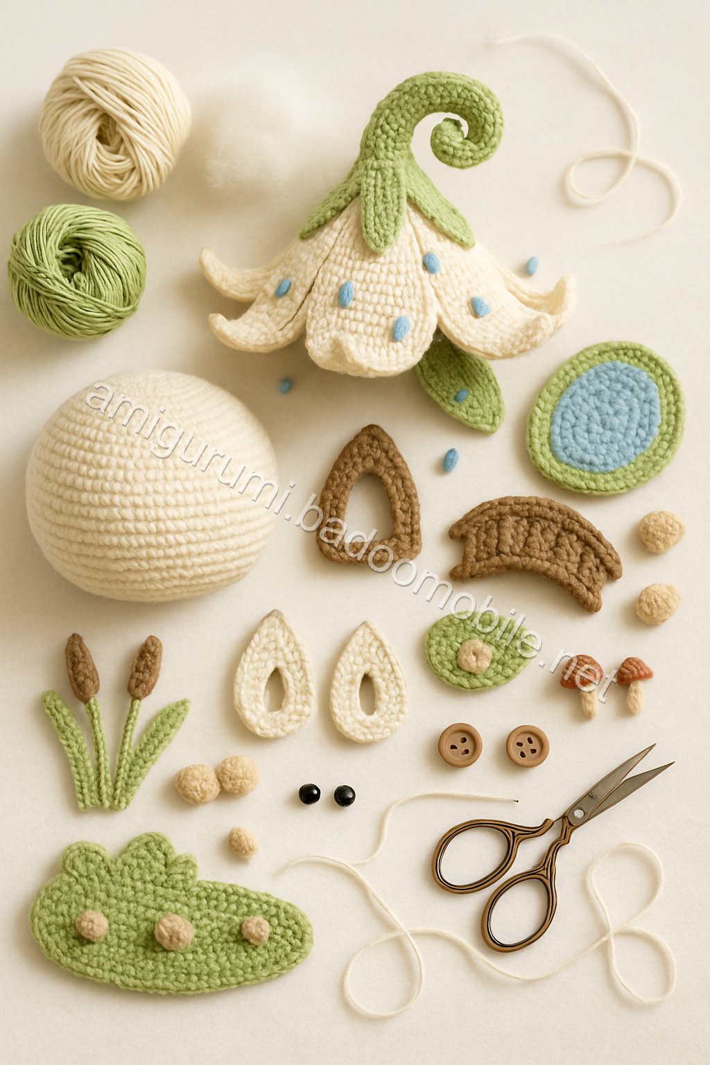 Amigurumi Raindrop Lily Fairy Cottage Free Pattern crochet parts