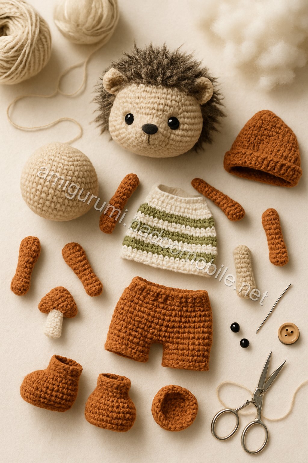 Amigurumi Woodland Hedgehog Free Pattern crochet parts