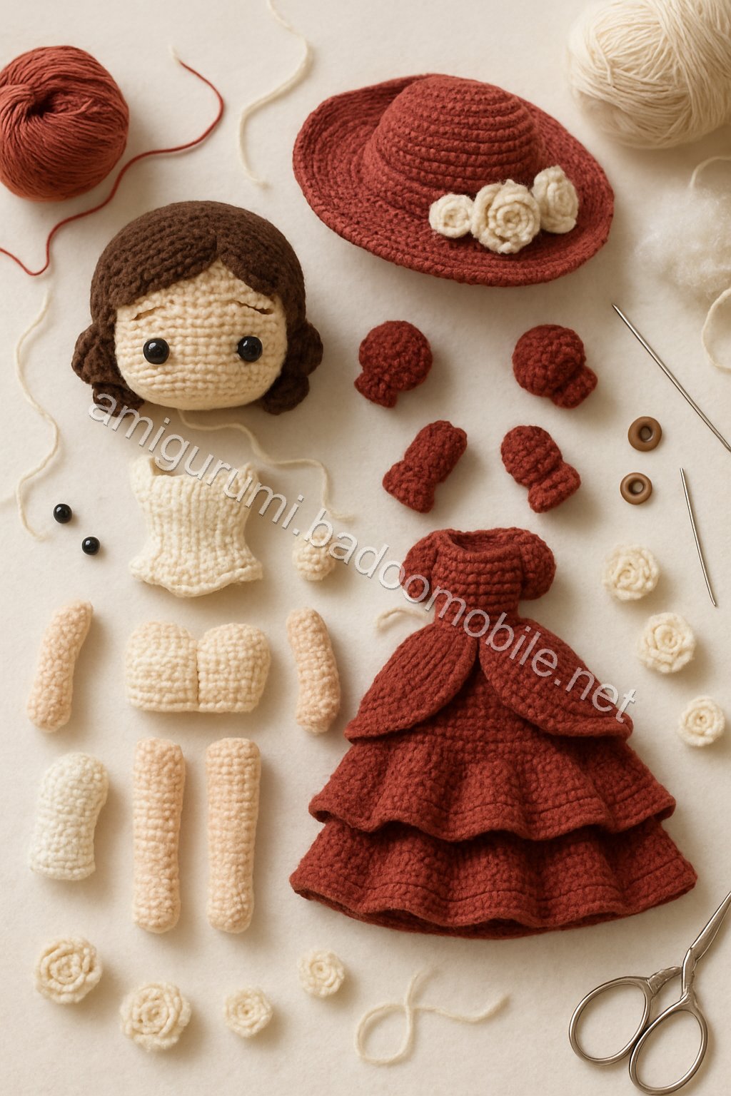 Amigurumi Elegant Victorian Lady Free Pattern crochet parts