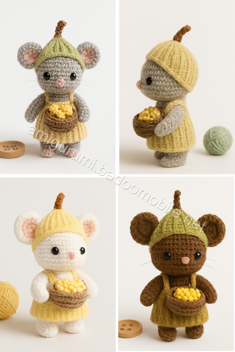 Amigurumi Corn Husk Mouse Free Pattern