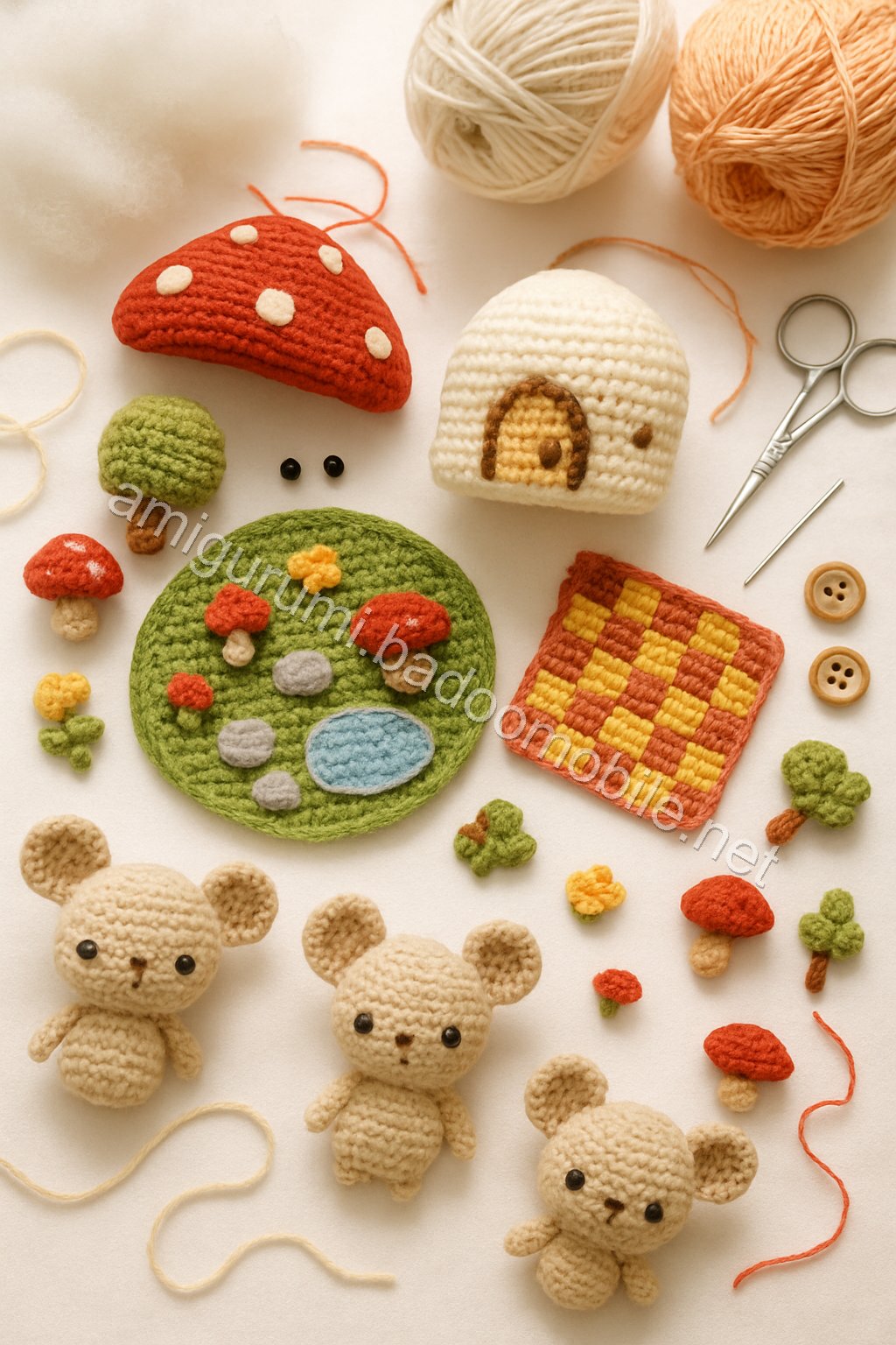 Amigurumi Forest Mouse Free Pattern crochet parts
