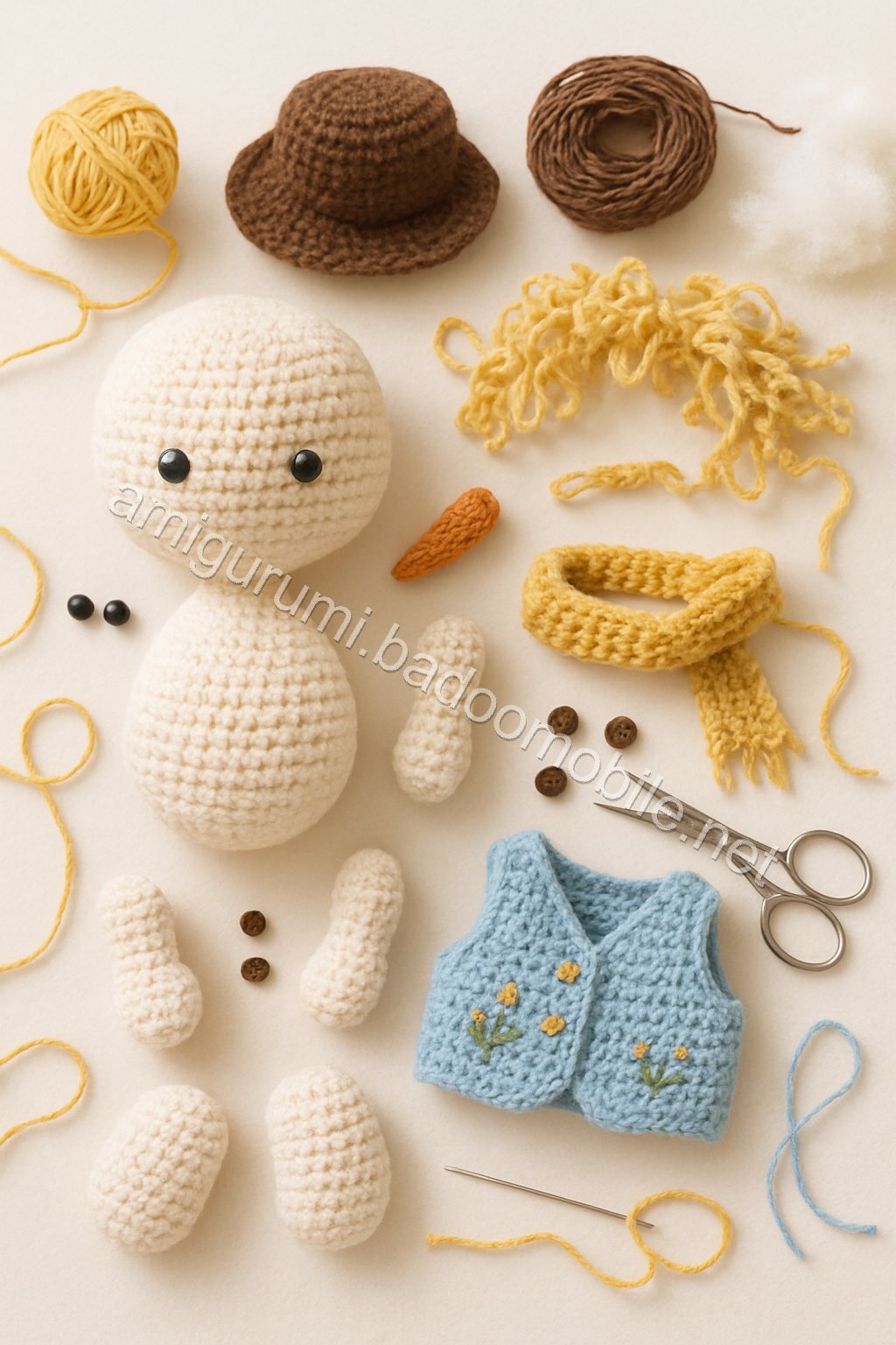 Amigurumi Ethan Snowman Free Pattern crochet parts