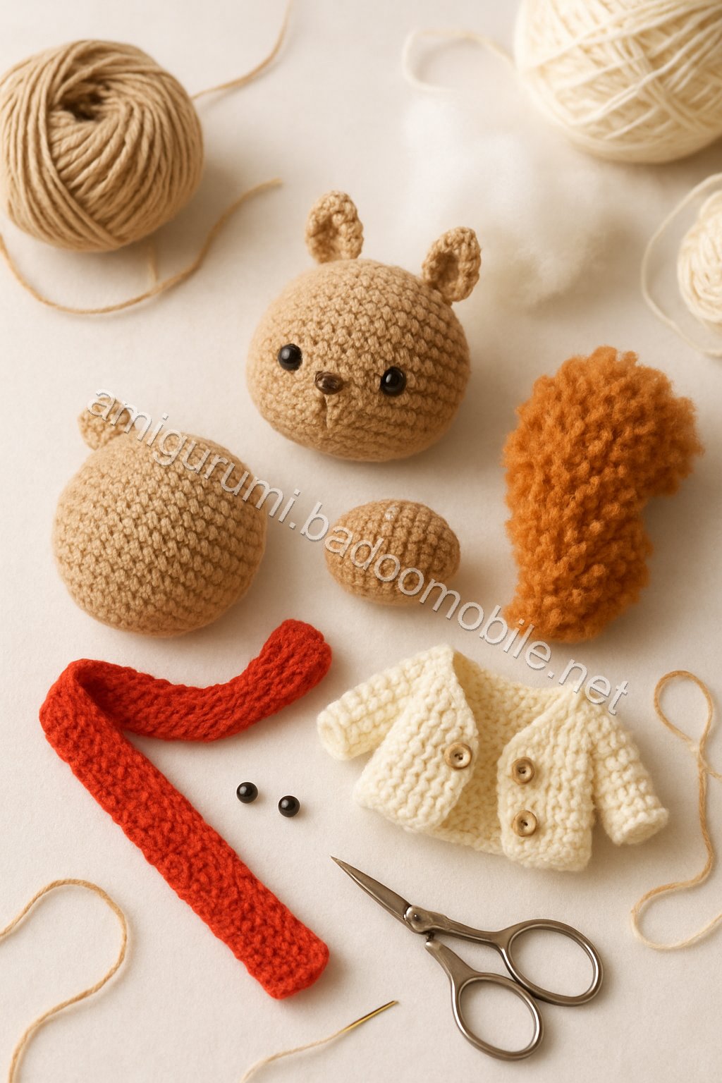 Amigurumi Squirrel Free Pattern crochet parts