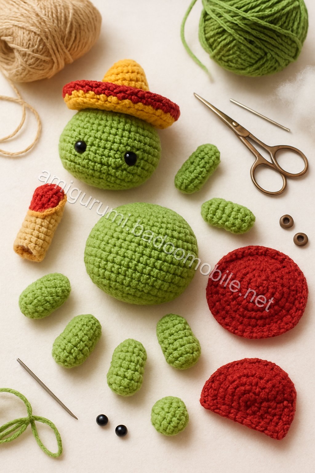 Amigurumi Paco the Burrito Turtle Free Pattern crochet parts