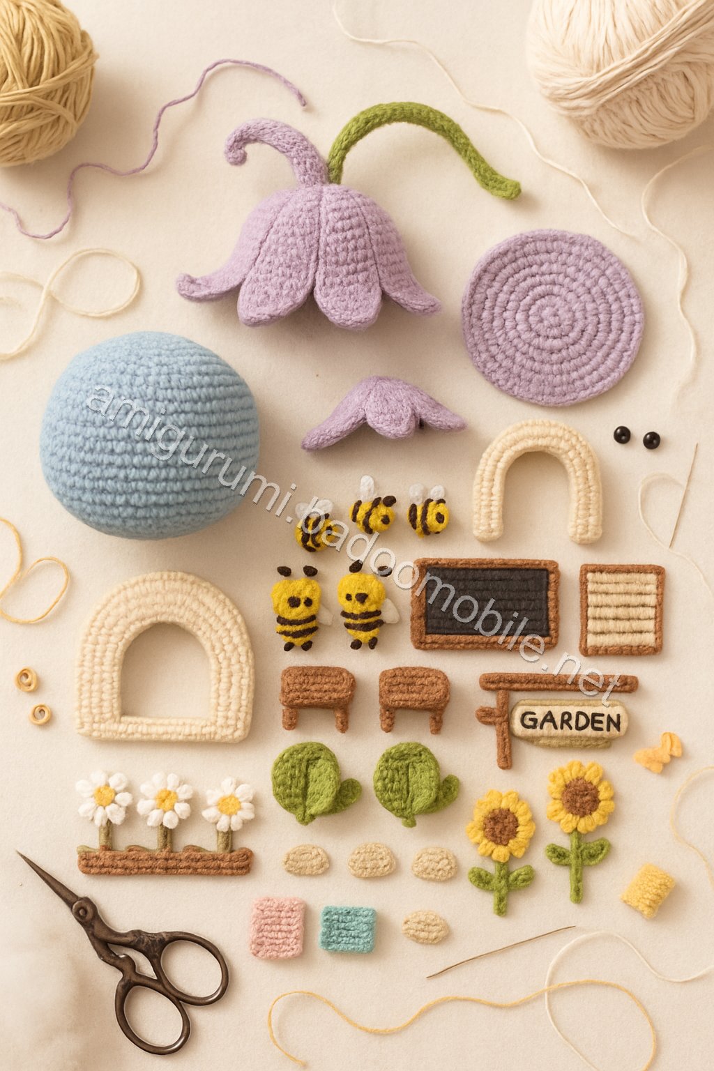 Amigurumi Bee Schoolhouse Free Pattern crochet parts