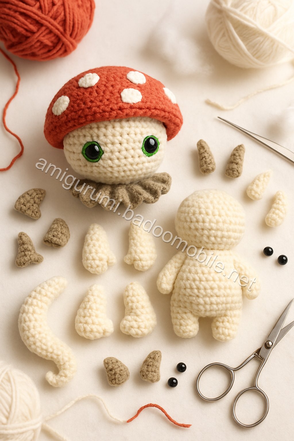 Amigurumi Mushroom Dragon Free Pattern crochet parts