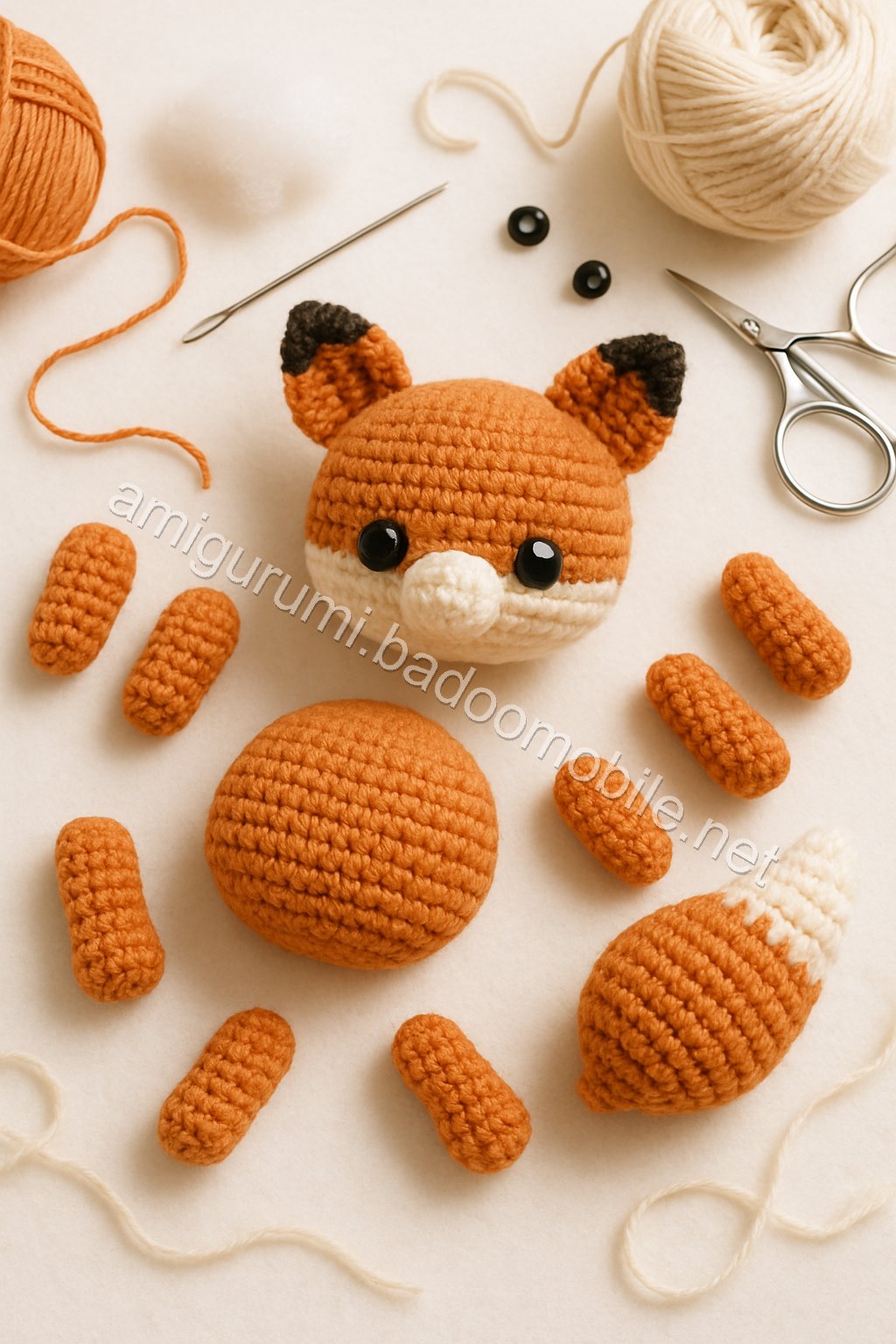 Amigurumi Fox Free Pattern crochet parts