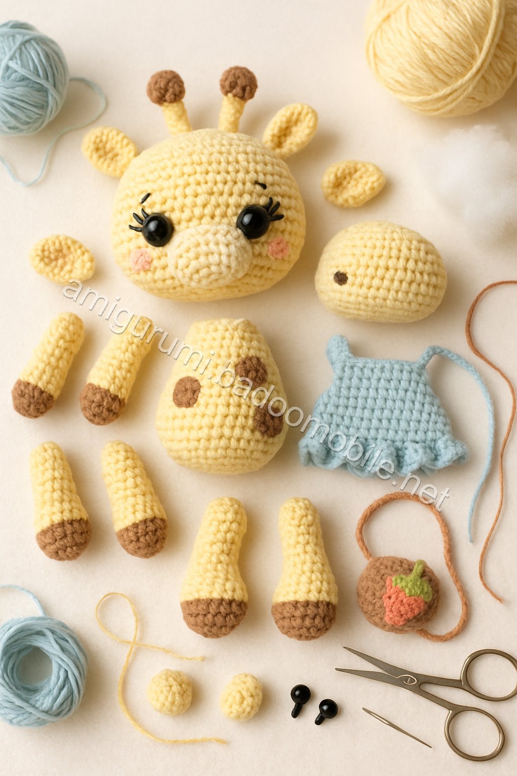 Amigurumi Giraffe Free Pattern crochet parts