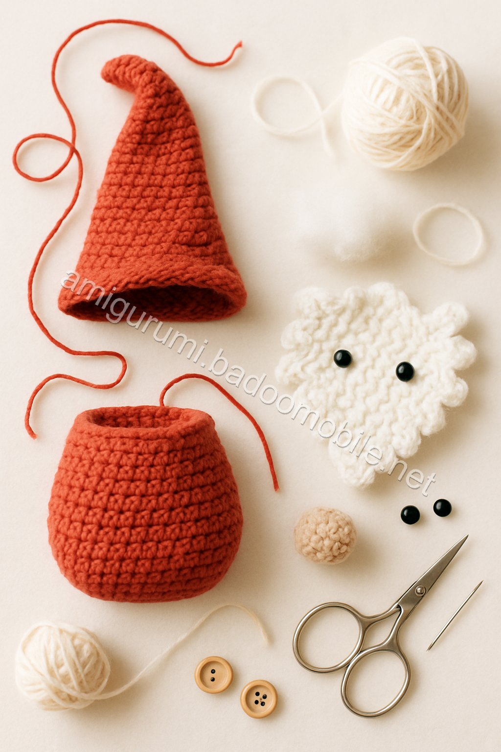Amigurumi Christmas Gnome Free Pattern crochet parts