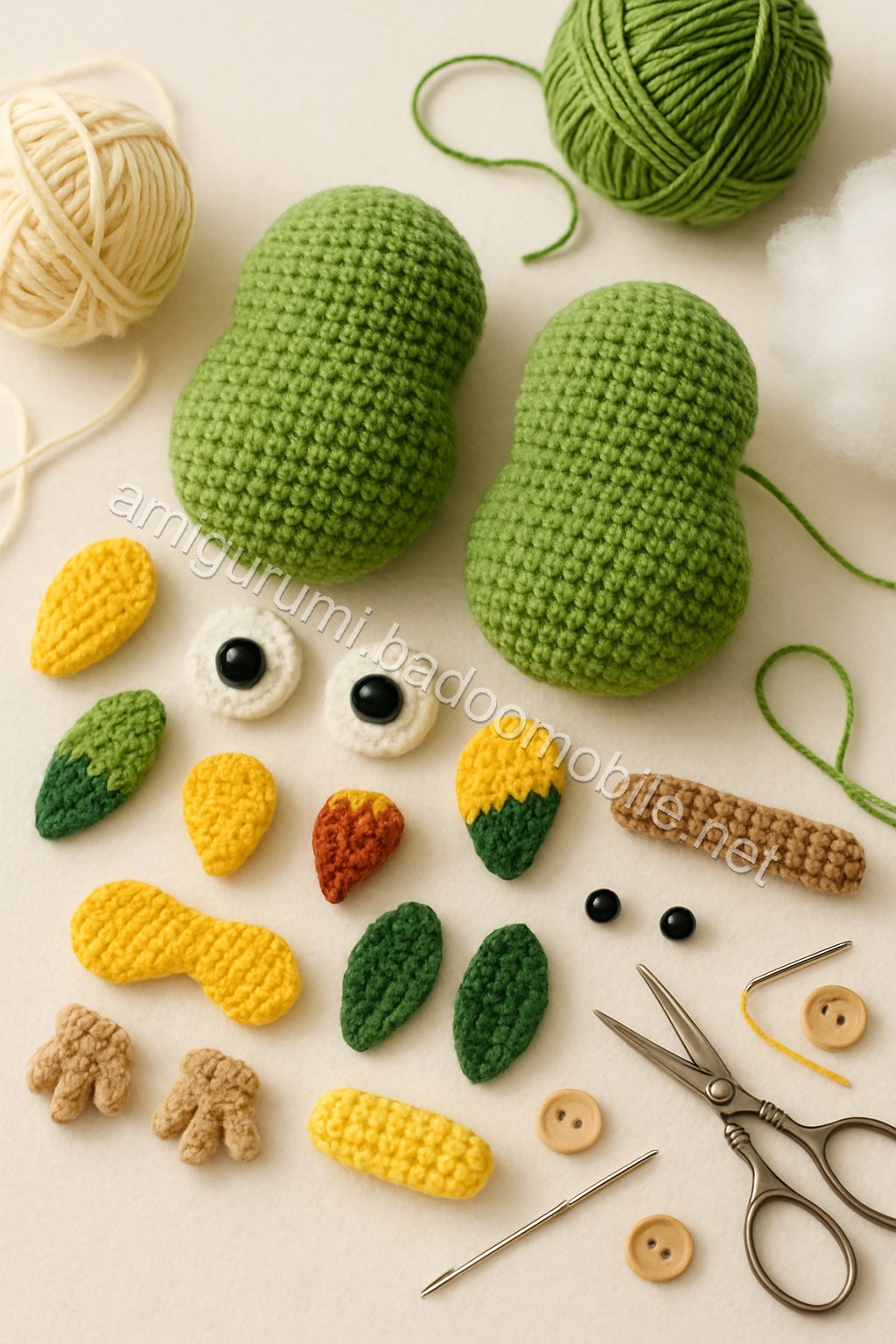 Amigurumi Lovebird Parrots Free Pattern crochet parts
