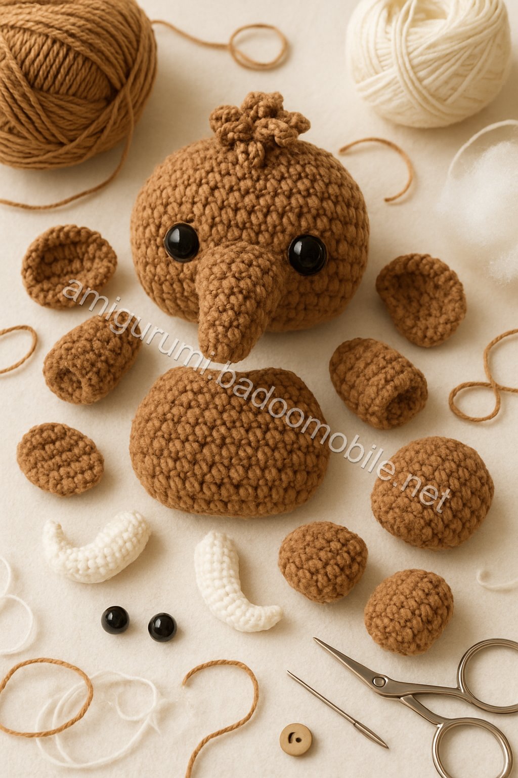 Amigurumi Woolly Mammoth Free Pattern crochet parts