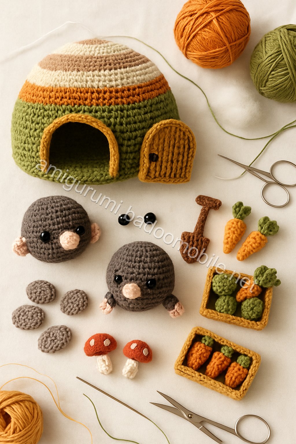 Amigurumi Mole Cottage Free Pattern crochet parts