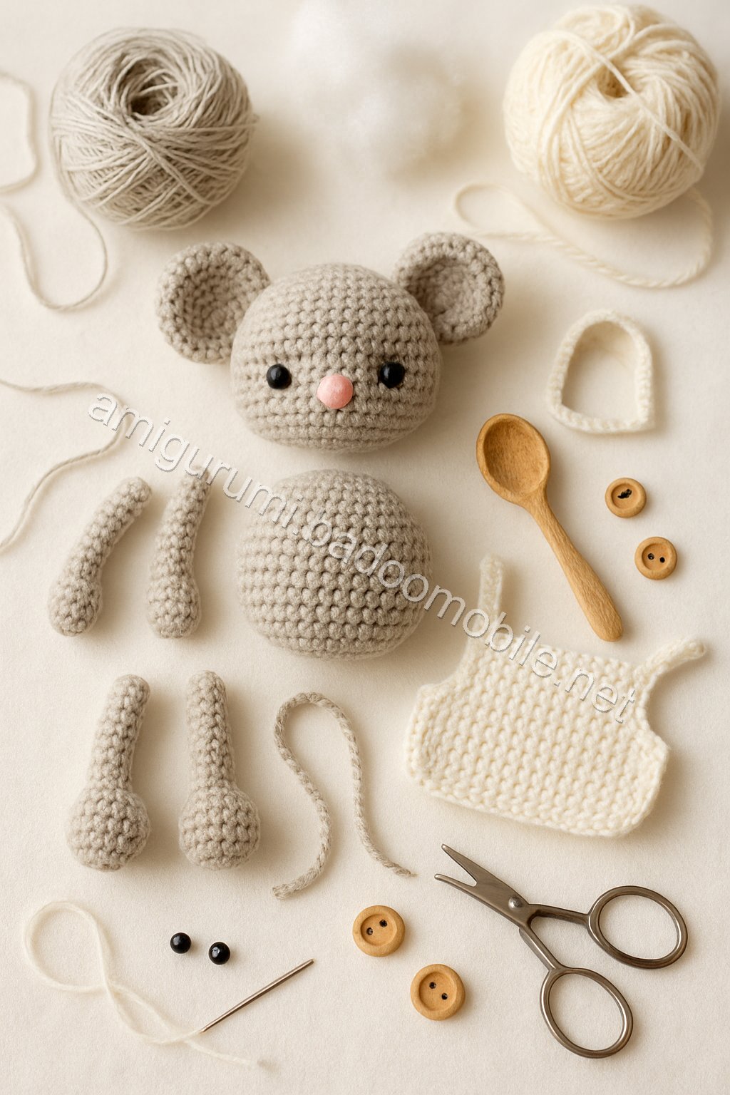Amigurumi Mouse Free Pattern crochet parts