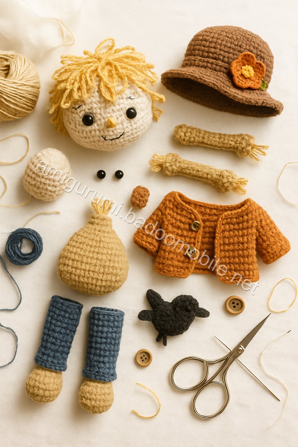 Amigurumi Scarecrow Free Pattern crochet parts